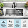 33” Workstation Kitchen Sink Undermount 16 Gauge Stainless Steel 50/50 Double Bowl with WorkFlow™ Ledge and Accessories